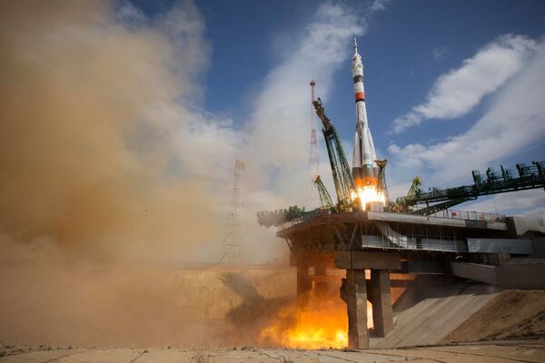 Запуск ракеты-носителя Союз-2.1а с пилотируемым кораблем Союз МС-16 с экипажем МКС-63 со стартовой площадки космодрома Байконур - Sputnik Молдова
