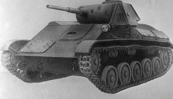 Репродукция рисунка легкого танка Т-70 из собрания музея бронетанковых войск СССР - Sputnik Moldova-România