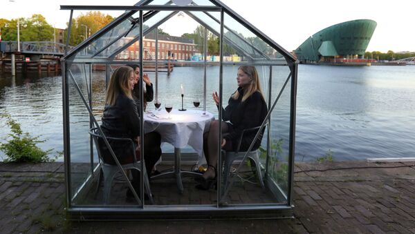 Модели тестируют ресторан в формате «карантинных теплиц» в Амстердаме - Sputnik Moldova-România