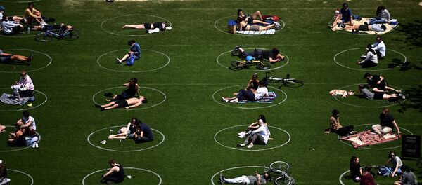 Соблюдающие социальную дистанцию посетители парка Domino в Нью-Йорке, США Соблюдающие социальную дистанцию посетители парка Domino в Нью-Йорке, США - Sputnik Молдова