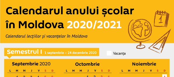 Calendarul anului școlar în Moldova 2020/2021 - Sputnik Moldova
