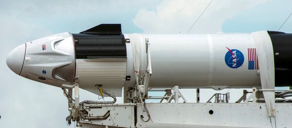 Crews work on the SpaceX Crew Dragon, attached to a Falcon 9 booster rocket, as it sits horizontal on Pad39A at the Kennedy Space Center in Cape Canaveral, Florida, U.S. May 26, 2020. - Sputnik Moldova-România