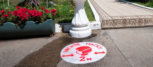 Разметка для соблюдения социальной дистанции на территории санатория Октябрьский в Сочи - Sputnik Молдова