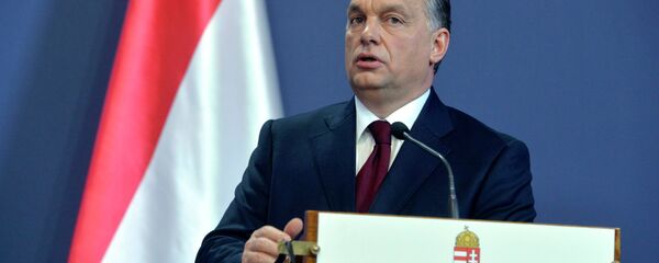 Hungarian Prime Minister Viktor Orban speaks during his joint press conference with Russian President Vladimir Putin in the Parliament building in Budapest, Hungary, Tuesday, Feb. 17, 2015. Putin is staying on a one-day working visit in the Hungarian capital. - Sputnik Moldova-România