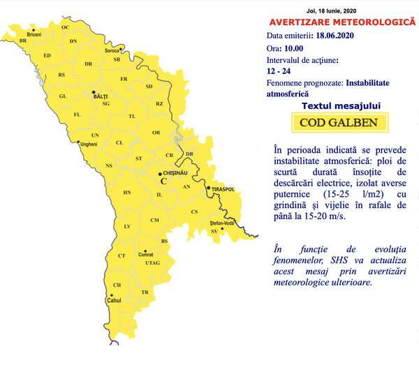 Meteorologii au emis Cod Galben: Încă o zi cu ploi puternice în toată țara Meteorologii au emis Cod Galben: Încă o zi cu ploi puternice în toată țara - Sputnik Moldova