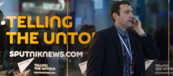 Павильон информационного агентства Sputnik перед открытием Петербургского международного экономического форума 2015 - Sputnik Молдова