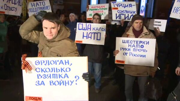 СПУТНИК_&quot;Турцию, НАТО к ответу!&quot; – москвичи вышли протестовать из-за сбитого Су-24 - Sputnik Молдова