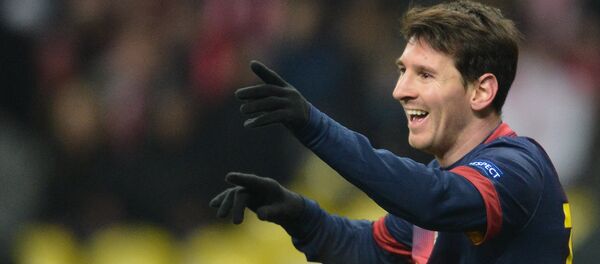 Игрок ФК Барселона Лионель Месси радуется забитому мячу. - Sputnik Молдова