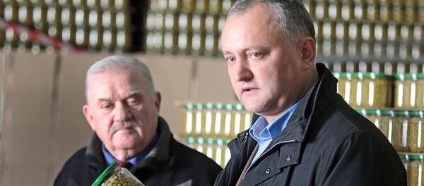 Igor Dodon la fabrica de conserve din Budeşti - Sputnik Moldova
