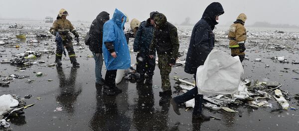 На месте крушения пассажирского самолета Boeing-737-800, который разбился при посадке в аэропорту Ростова-на-Дону. - Sputnik Молдова