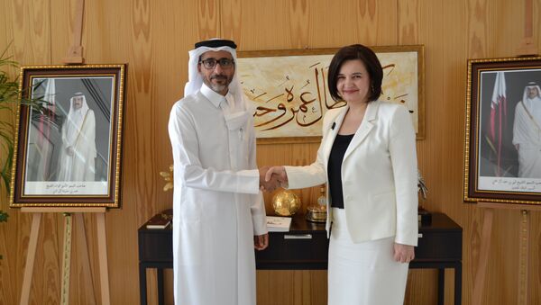 Ministrul Culturii, Monica Babuc, vizită oficială în Qatar, întrevedere cu Salah bin Ghanen bin Nasser Ali Ali, ministrul Culturii şi Sportului din Qatar - Sputnik Moldova