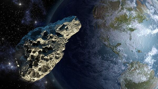 Астероид на фоне Земли. Рисунок. - Sputnik Moldova-România