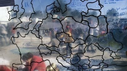 Landkarte Europas auf der griechischen Insel Lesbos