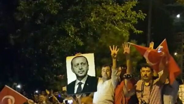 Жители Стамбула вышли с портретом Эрдогана на акцию против военного переворота - Sputnik Молдова