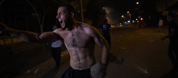 Протестующий с камнем в руках - Sputnik Молдова