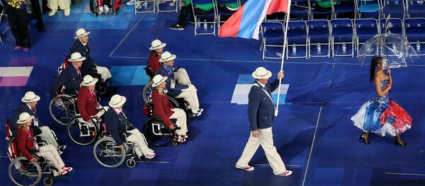 Паралимпийская сборная России на церемонии открытия ХIV летних Паралимпийских игр на Олимпийском стадионе в Лондоне. - Sputnik Молдова