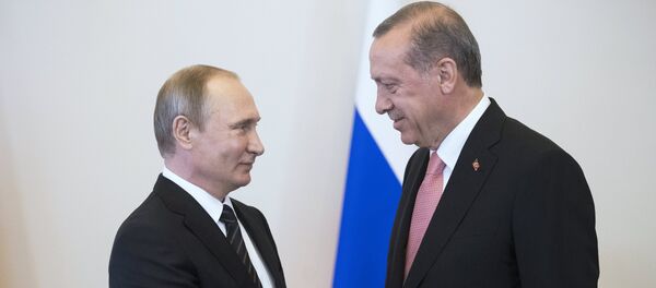 Russlands Präsident Wladimir Putin und der türkische Präsident Tayyip Erdogan, August 2016 - Sputnik Молдова