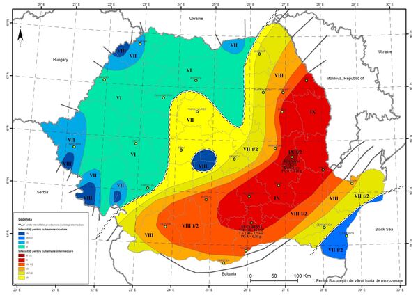Harta seismică România - Sputnik Moldova-România