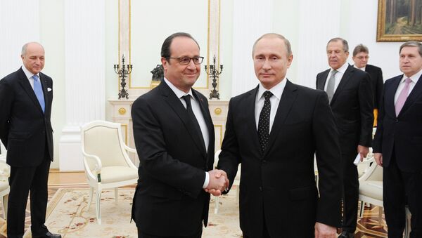 Întâlinirea președinților Francoise Holland și Vladimir Putin care a avut loc la 26 noiembrie 2015 la Moscova - Sputnik Moldova-România