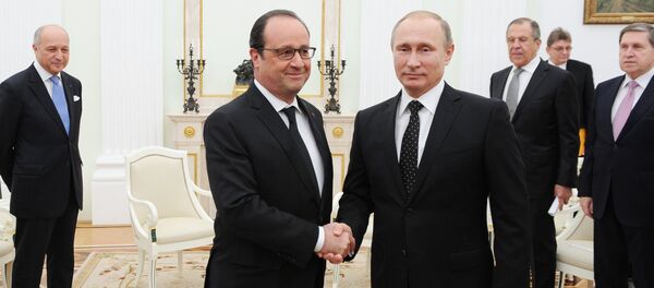 Întâlinirea președinților Francoise Holland și Vladimir Putin care a avut loc la 26 noiembrie 2015 la Moscova - Sputnik Moldova