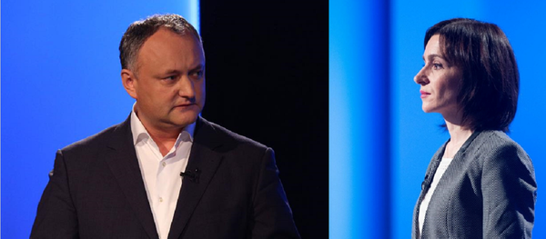 Igor Dodon și Maia Sandu participă la dezbateri electorale la postul național de televiziune Moldova1 - Sputnik Moldova
