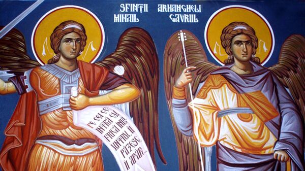 Sfinții Arhangheli Mihail și Gavriil, frescă - Sputnik Moldova-România
